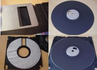 fotos van een opengemaakte diskette